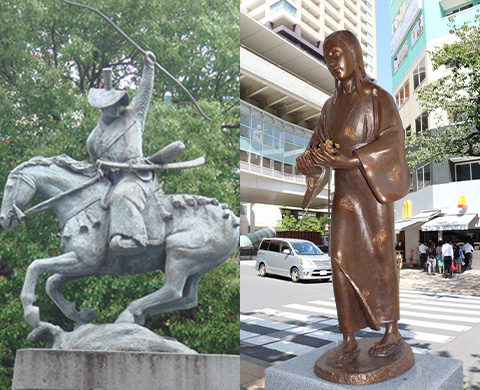太田道灌山吹の里伝説銅像群の画像